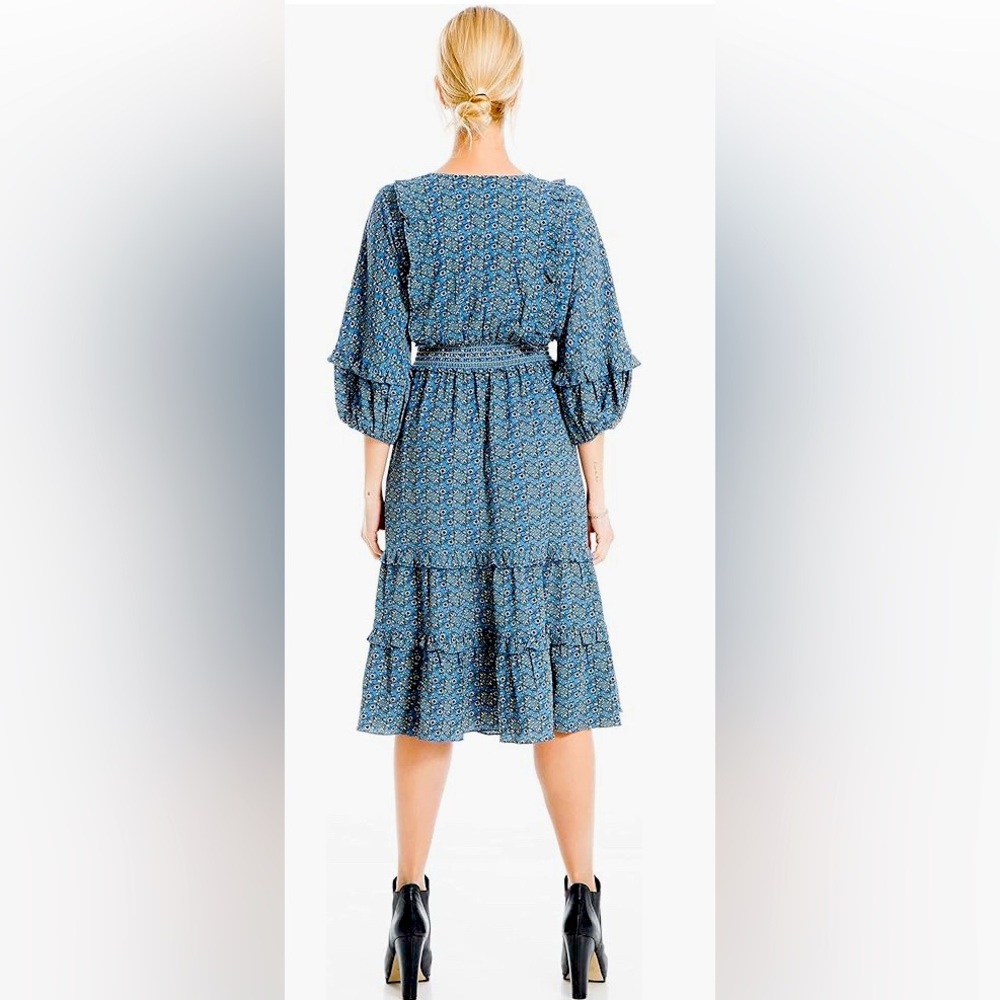Max Studio Women's 3/4 Sleeve Tiered Bubble Crepe Dress medium NWT - Picture 3 of 10